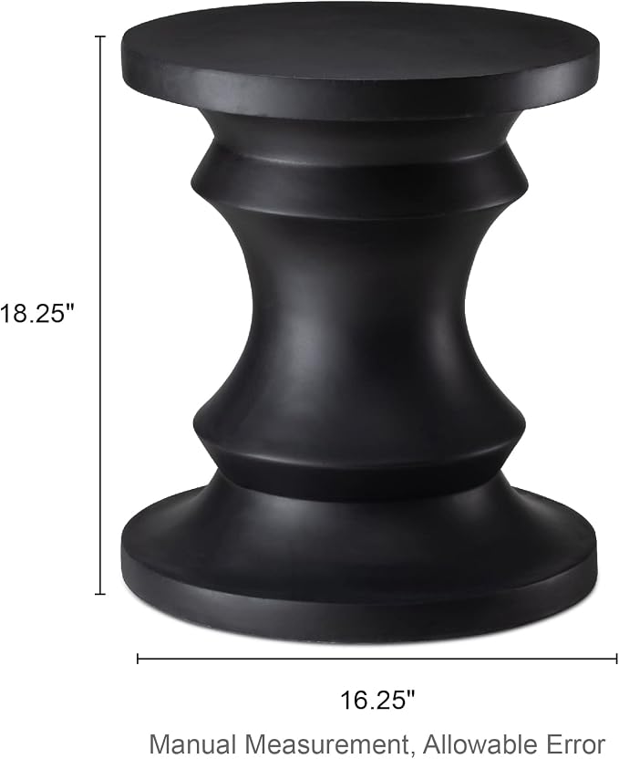 Giltzhome Antique Decorative Garden Stool, 18.25" H Heavy Duty Chess Pedestal Accent Table, Side Table, Planter Stand for Garden Patio Lawn Home Indoor Outdoor, Black