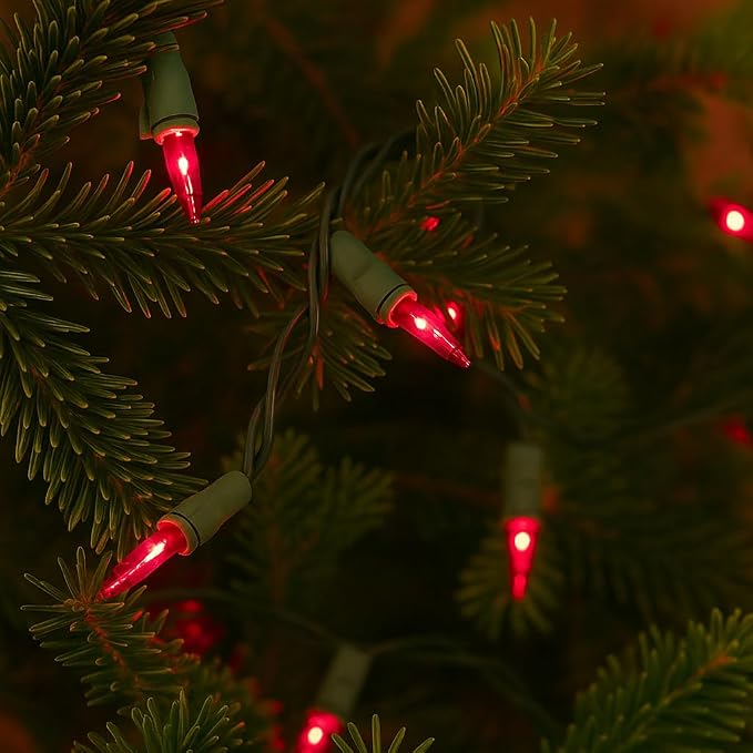 Novelty Lights 50 Feet 100 Bulbs Pink Incandescent Mini Lights, Green Wire