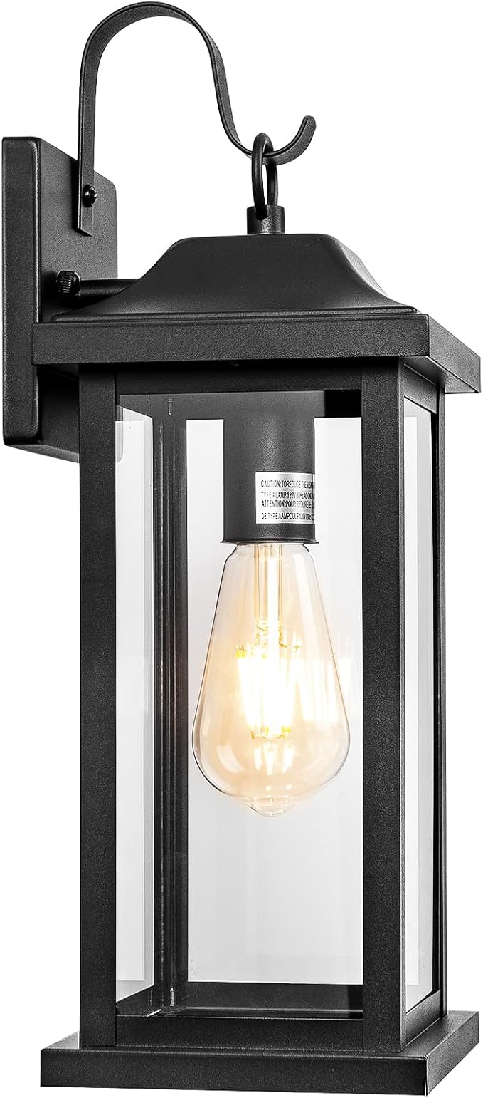 Large Black Outdoor Wall Light 17 Inch | 1 Pack ETL Listed, Exterior Light Fixture IP65 Waterproof, Weather Resistance Outside Wall Sconce for Front Door Backyard