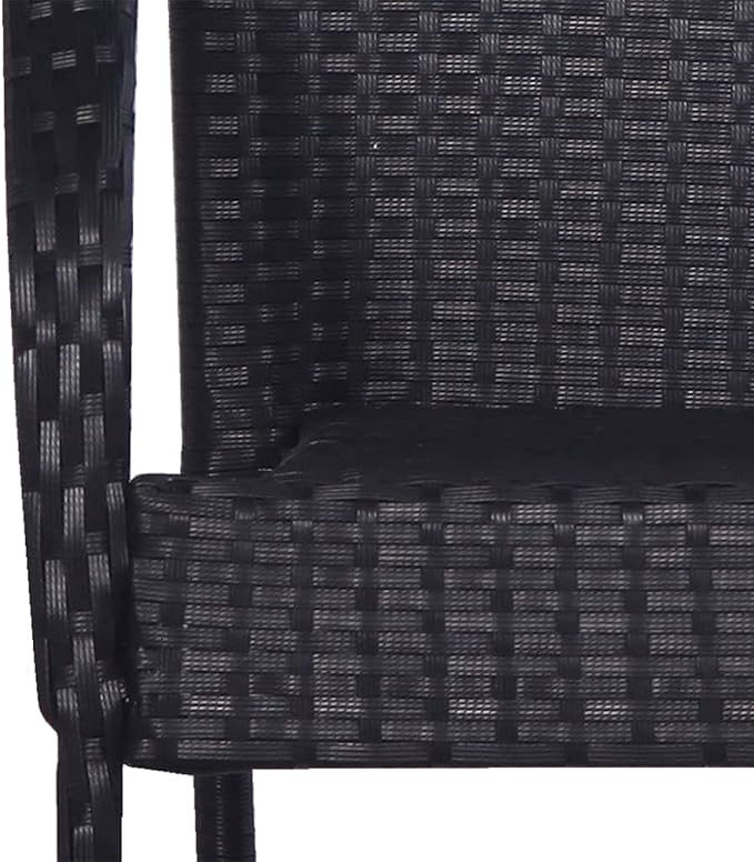 5 Piece Patio Dining Set, Outdoor Wicker Table and 4 Stackable Chairs, Weather-Resistant Poly Rattan Furniture for Garden, Backyard, and Poolside, 63 Inch Table