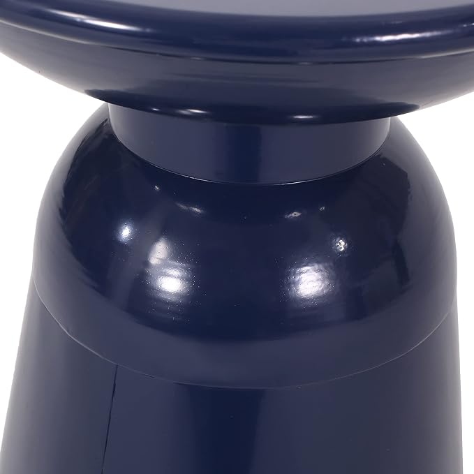 Merax Outdoor Iron Side Tables Set of 2 (15"x21", 12"x17") Modern Art Flared Design Weather Resistant End Table for Indoor Outdoor Patio Backyard Pool (Navy Blue)