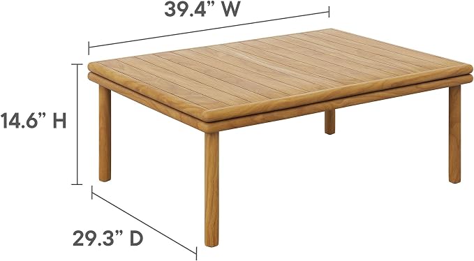Modway Wren Teak Wood Outdoor Patio 4 Piece Furniture Set in Natural Driftwood