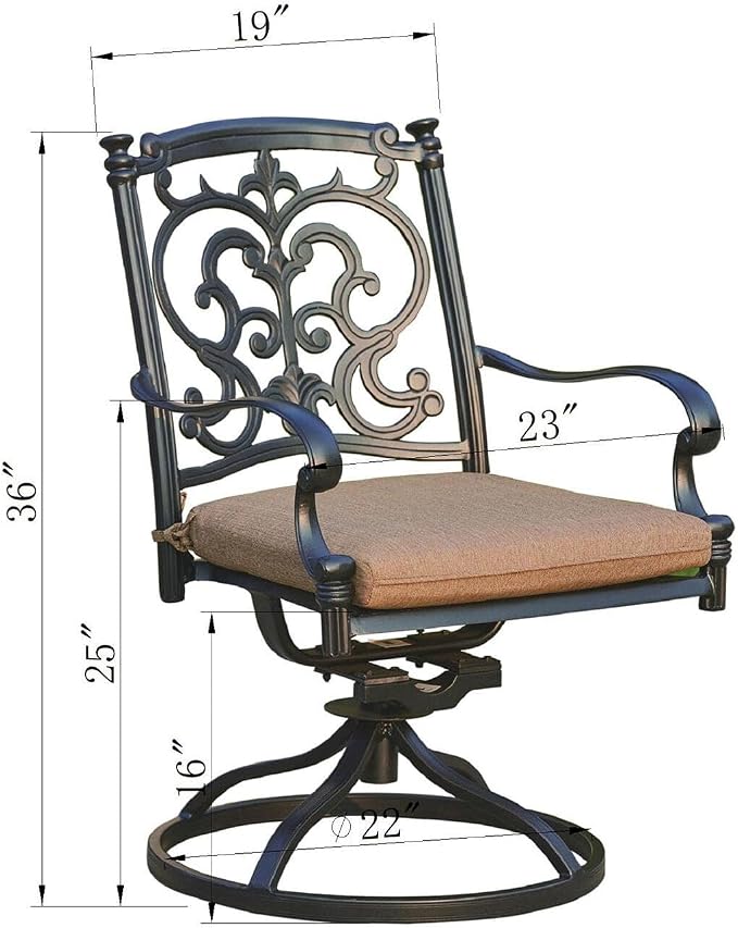 Darlee Santa Barbara 7 Piece Cast Aluminum Patio Dining Set with Oval Table - Antique Bronze