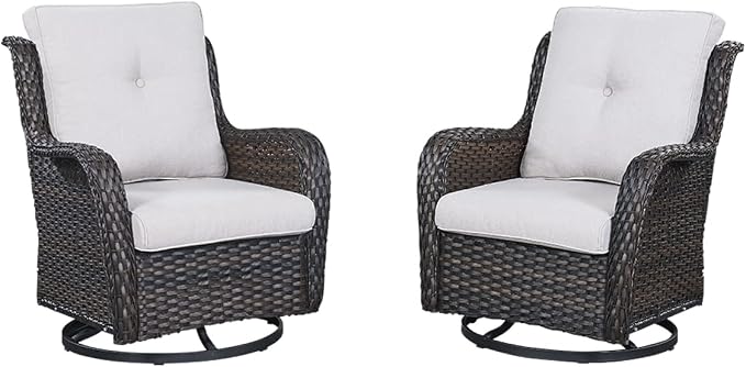 HUMMUH 5 Pieces Outdoor Furniture Set Patio Furniture Wicker Outdoor Sectional Sofa with Swivel Rocker Chairs,Outdoor Ottomans for Patio