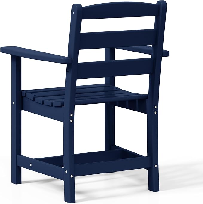 WestinTrends Ashore Outdoor HDPE Patio Classic Dining Arm Chair, Navy Blue