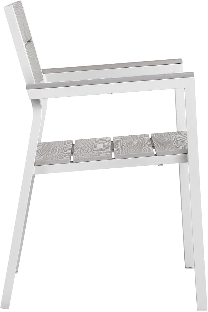 Lexmod Maine 9 Piece Outdoor Patio Dining Set in White Light Gray