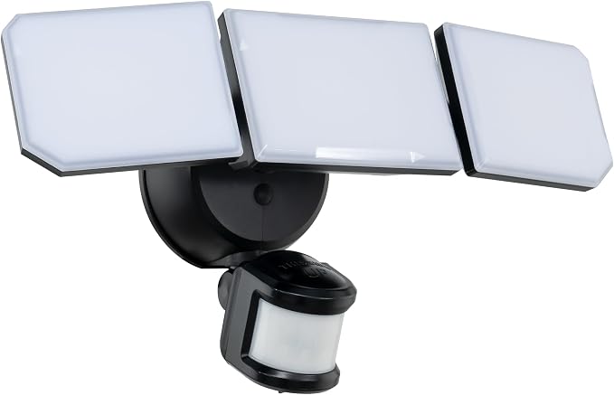 Guardian Flood and Security Wall Light with 3 Lights 3,400 Lumens 30 Watts and Programmable Motion and Photo Sensor in Black