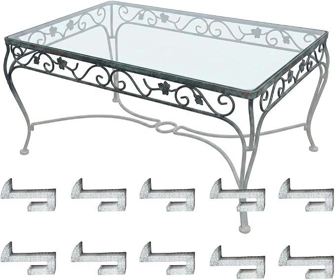 Cast Iron Patio Table Glass Retaining Clips Rim Spacer Replacement Parts for Outdoor Furniture Weather-Resistant Glass Protector Cushion Strips (Style C)