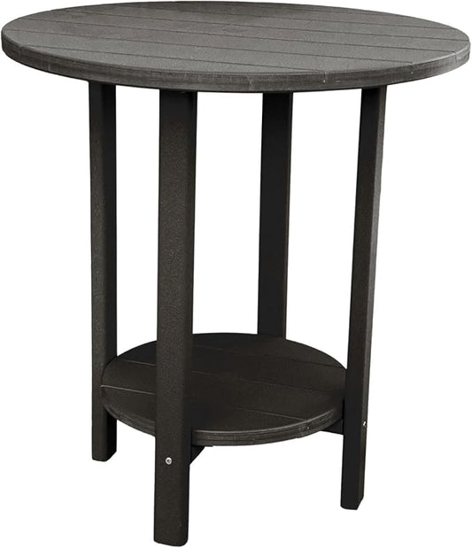 Phat Tommy Round Bar Height Patio Table - Outdoor Bar Table - Balcony Height Patio Furniture for Your Deck - Poly Outdoor Furniture, Black