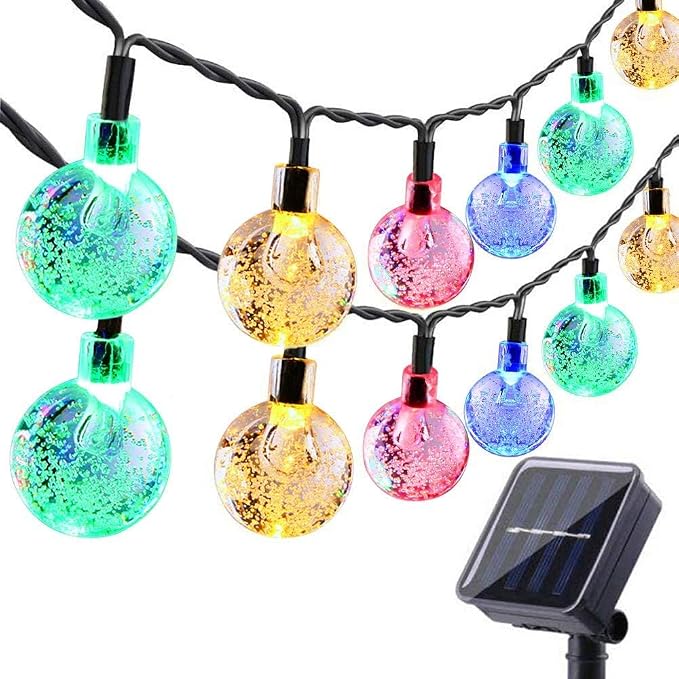 Toodour Solar String Lights Outdoor, 36ft 60 LED Globe String Light with 8 Mode, Waterproof Crystall Ball Lights Solar Patio Lights for Garden, Lawn, Patio, Gazebo, Yard, Outdoor Decor - Multicolor
