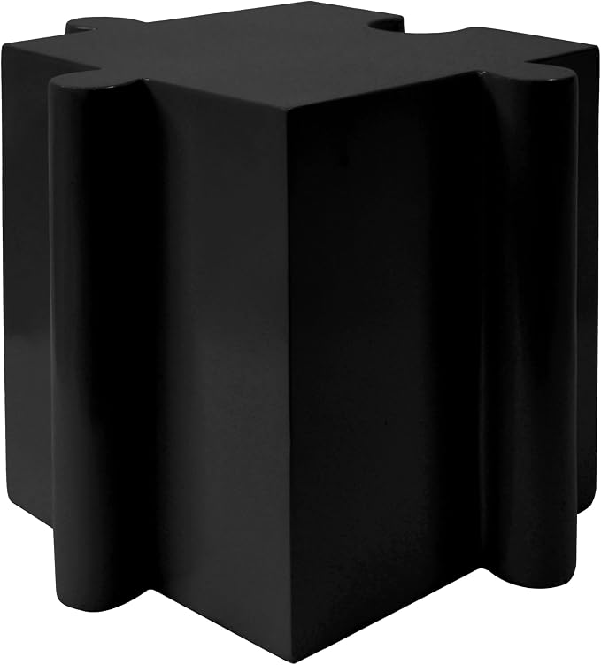 Christopher Knight Home Daton Interlocking Puzzle Outdoor Side Table, Lightweight Concrete Patio Coffee Table, Convex Edge MGO Modular End Table, Creative Set Up for Indoor&Outdoor Use, Black