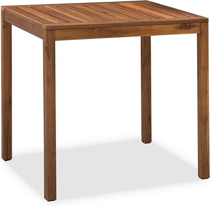 VICTORY RELAX Small Acacia Wood Dining Table for 2-4, Patio Table with Slatted Tabletop, Compact Bistro Table for Balcony, Garden, Poolside & Backyard, Natural Color (29.5'')