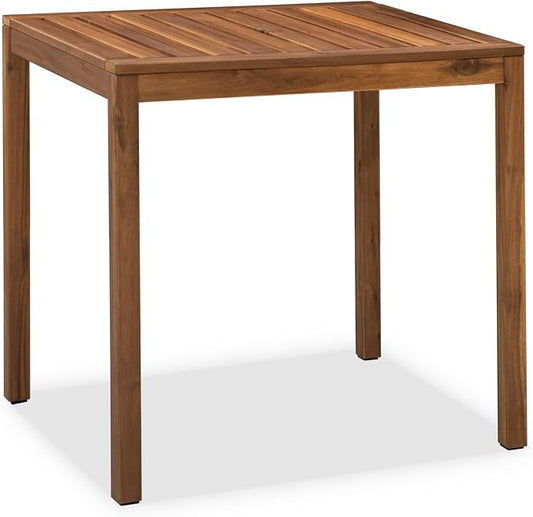 VICTORY RELAX Small Acacia Wood Dining Table for 2-4, Patio Table with Slatted Tabletop, Compact Bistro Table for Balcony, Garden, Poolside & Backyard, Natural Color (29.5'')