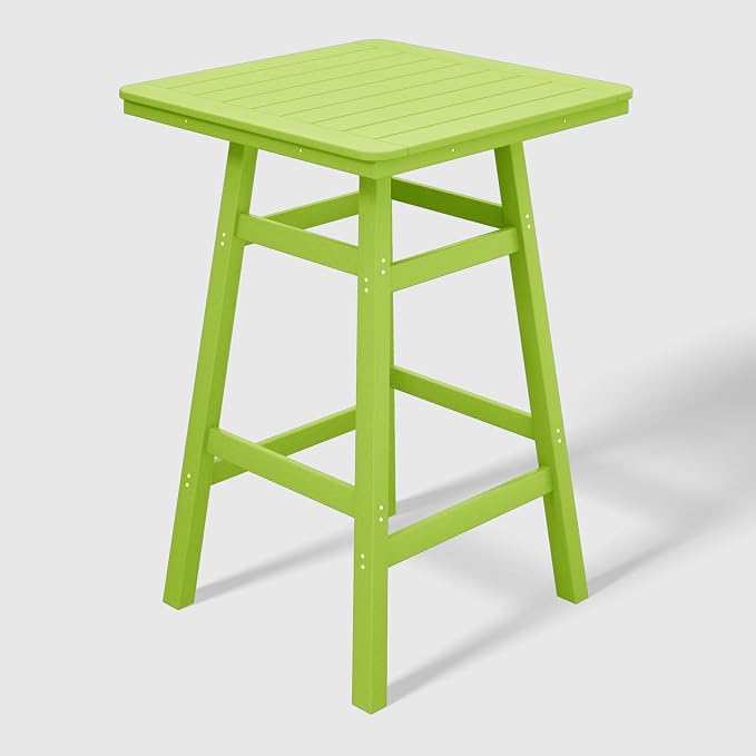 WestinTrends Malibu Square Outdoor Patio Bistro Bar Table with Umbrella Hole 42" Tall, Lime