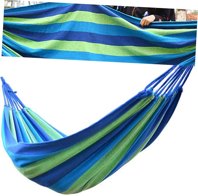 BESPORTBLE Travel Essential Outdoor Hammock Canvas Swing Seat Stripes Compact for Camping Leisure