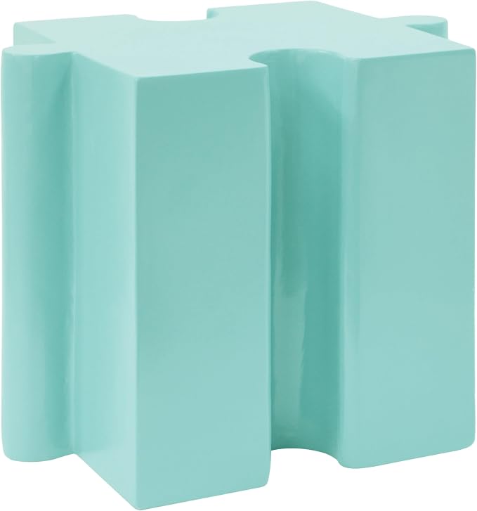Christopher Knight Home Daton Interlocking Puzzle Outdoor Side Table, Lightweight Concrete Patio Coffee Table, Concave Edge MGO Modular End Table, Creative Set Up for Indoor&Outdoor Use, Mint Green