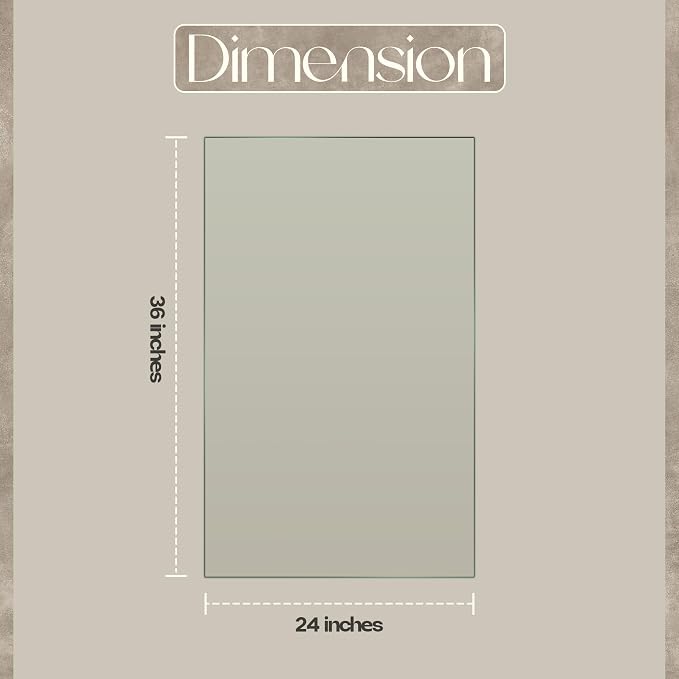 24x36 inch Rectangle 1/4" Thick Flat Polished Edge Glass Table Top with 6 Bumpers - 24 x 36 Rectangular Tempered & Scratch Resistant Replacement Glass Designed for Dining, Coffee & Patio Tables