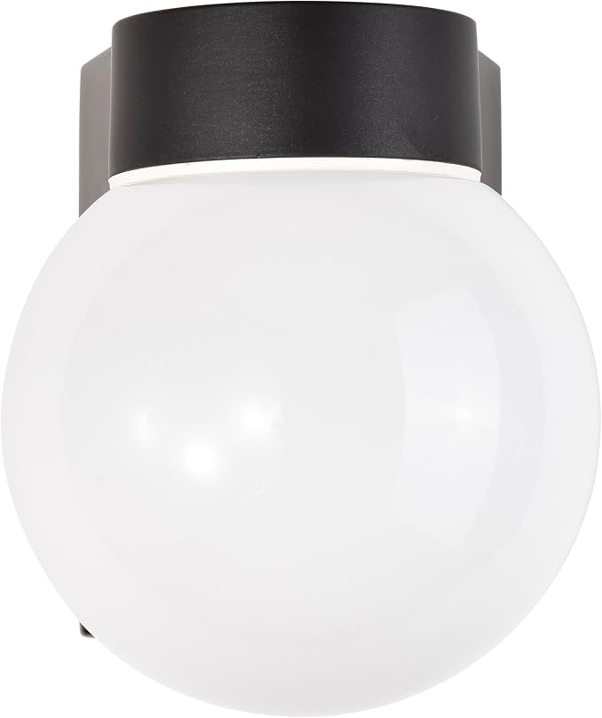 Nuvo Lighting SF77/140 Utility Fixture Die Cast Aluminum Durable Outdoor Wall Mount Porch and Patio Light with White Glass Globe, Black