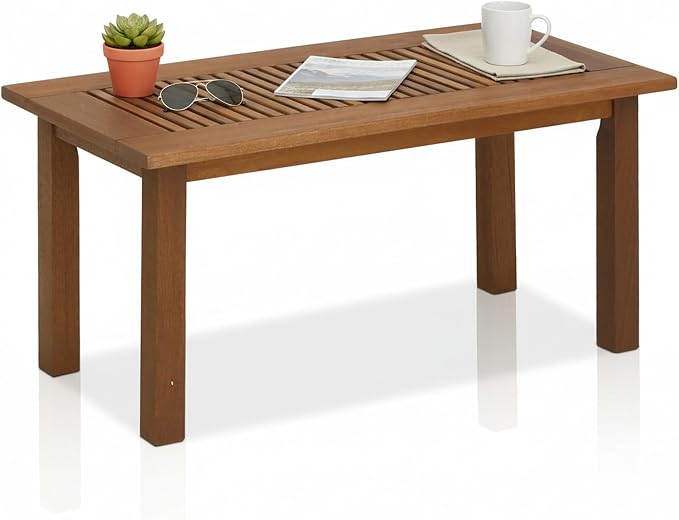 Furinno TIOMAN Patio Table, Outdoor Side Table, Coffee Table in Teak Oil, for Patio, Garden, Porch, for Patio, Garden, Porch, Light Wood