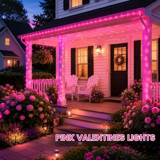 2 Pack 200 LED Battery Operated String Lights, Twinkle Fairy Lights Pink | 66FT 8 Modes Battery Lights Indoor Outdoor with Auto Timer, Waterproof Lights for Bedroom Party Porch Tree Holiday Decor