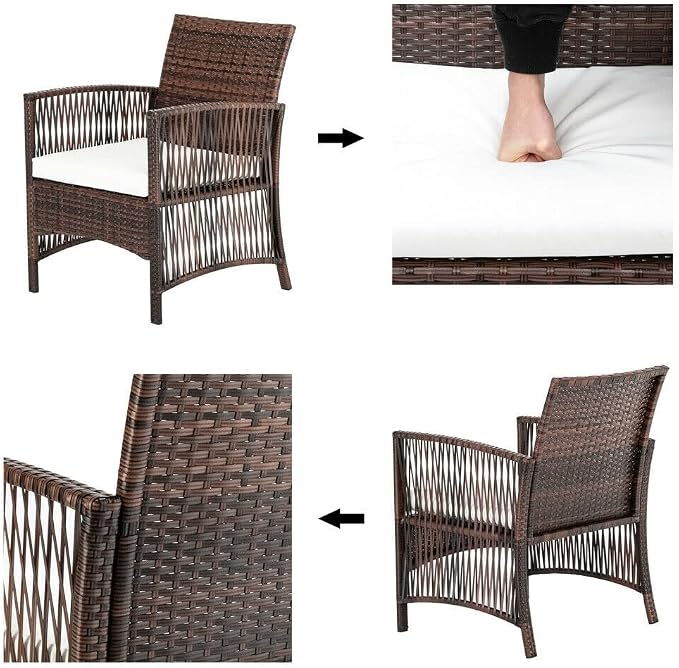 4PC Patio Furniture Set Sectional Wicker Sofa Chaise Lounge Rattan Chair Outdoor Sofa Covers Sectional Sofa