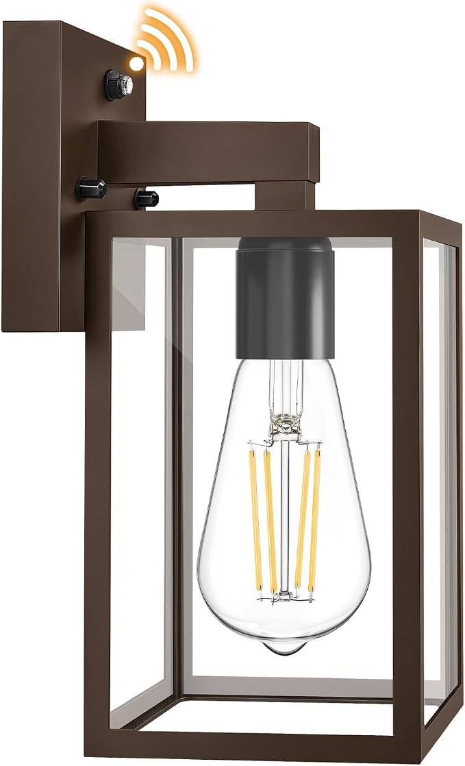 1-Pack Dusk to Dawn Outdoor Wall Sconce, Dark Chocolate | Waterproof Wall Mount Lantern, Exterior Porch Wall Light, Weatherproof, Wide Outdoor Use, Doorway Garage Yard