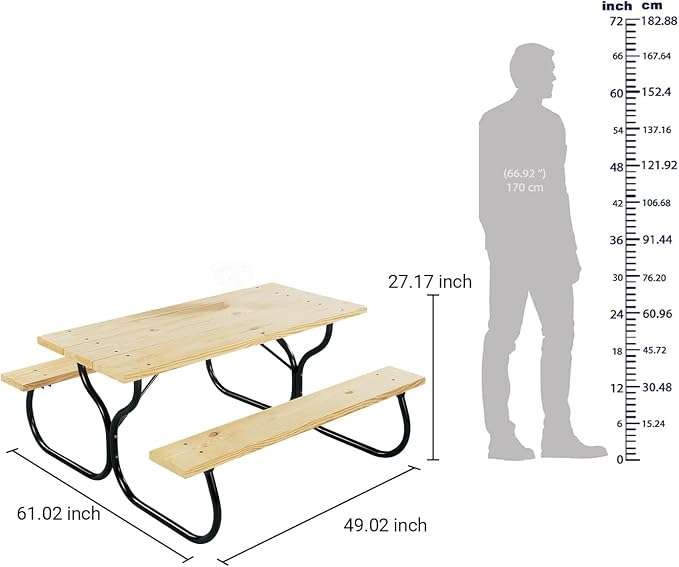 Woodlawn&Home, 600014, Picnic Table Frame, Black Without Wood
