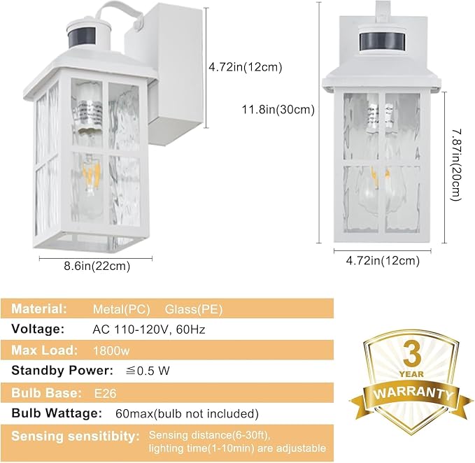 Porch Lights with GFCI Outlet with Remote | Dusk to Dawn Motion Sensor Outdoor Light, Upgraded 4 Lighting Modes Exterior Fixture Outside Lights for House Patio Garage