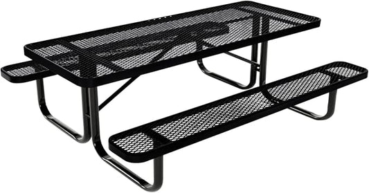 COATEDOUTDOORFURNITURE Heavy-Duty Portable Outdoor Kids Table, Expanded Metal Kids Picnic Table, Commercial-Grade Picnic Table, Made in America (6ft Rectangular, Childrens, Black)