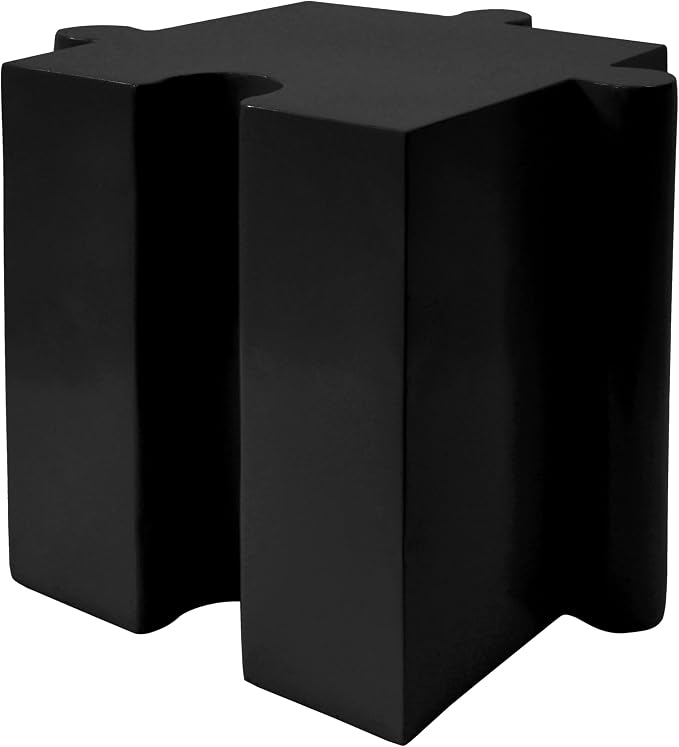 Christopher Knight Home Daton Interlocking Puzzle Outdoor Side Table, Lightweight Concrete Patio Coffee Table, Convex Edge MGO Modular End Table, Creative Set Up for Indoor&Outdoor Use, Black