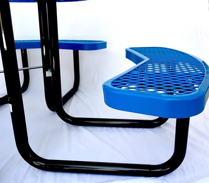 Heavy Duty 46 inch Expanded Metal Round Picnic Table (Blue)