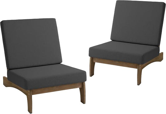 Pia Ricoo Patio Chairs Set of 2, Heavy Duty Wood Patio Furniture Set with Thick Cushions, Bistro Set All-Weather Outdoor Chairs for Balcony, Deck, Poolside, Porch - Drak Gray