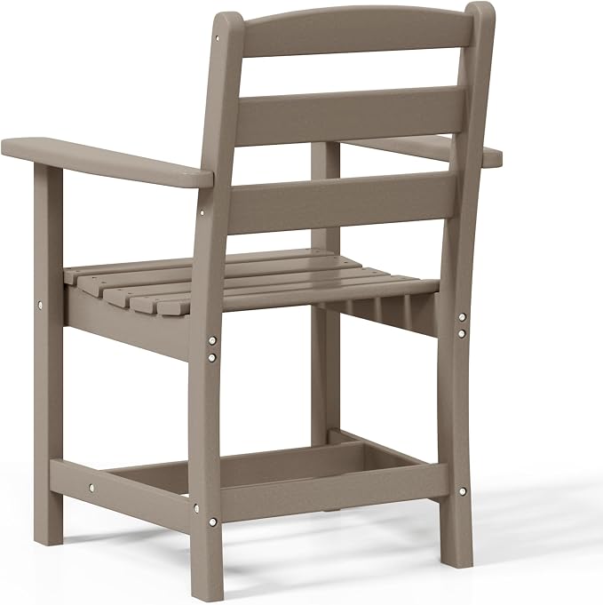 WestinTrends Ashore Outdoor HDPE Patio Classic Dining Arm Chair, Weathered Wood