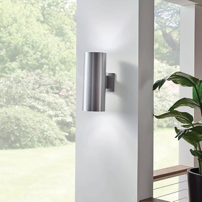 Kichler 9246BA Two Light Indoor/Outdoor Wall Mount, Brushed Aluminum, 15"