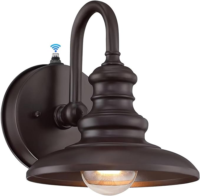 Dusk to Dawn Sensor Outdoor Gooseneck Barn Light Fixture Brown | Exterior Wall Sconce Lighting Modern Outside Porch Lantern Waterproof Farmhouse Wall Mount Lamp for House Garage Patio