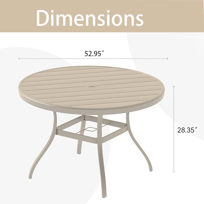 Round Patio Dining Table, 6-7 Seater, Sandstone