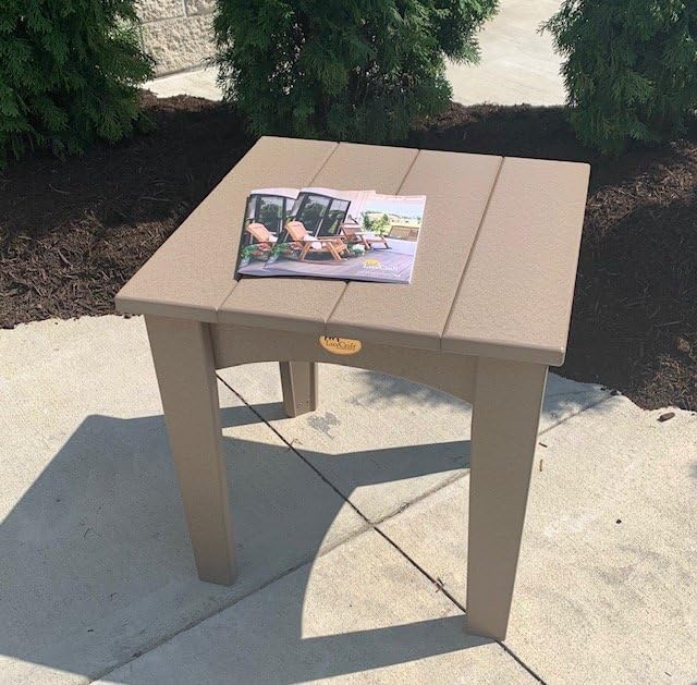 LuxCraft Island End Table – HDPE Poly Lumber Outdoor Side Table, Weatherproof Patio Accent Table, Low-Maintenance Porch Furniture (Weatherwood & Chestnut Brown)