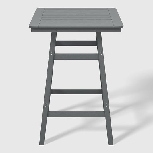 WestinTrends Malibu Square Outdoor Patio Bistro Bar Table with Umbrella Hole 42" Tall, Gray