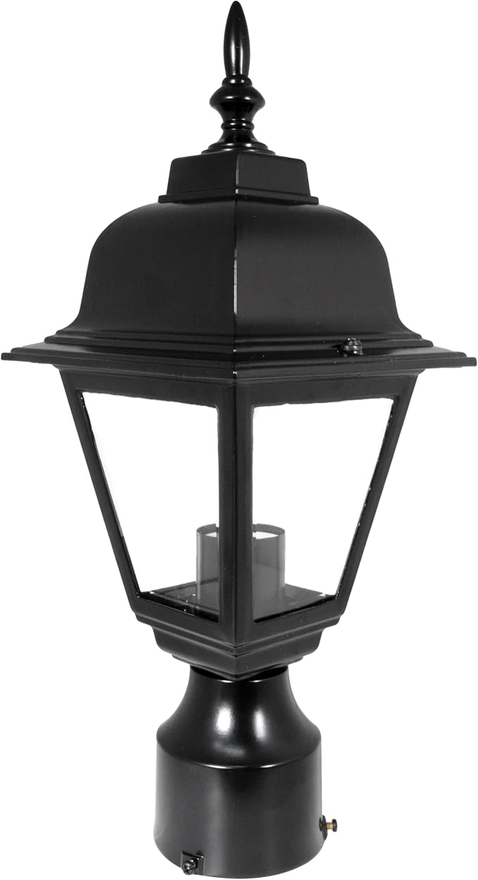 Design House Maple Street Outdoor Post Light with Clear Glass, Wet Rated for Driveway, Patio, and Garden, 507509 | Post Mount, Traditional, Aluminum, Lighting, 507509