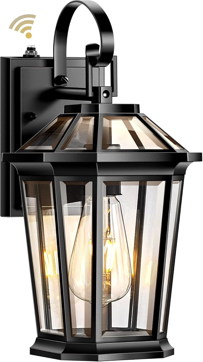 VIANIS Dusk to Dawn Outdoor Wall Lighting, Black Waterproof Exterior Lighting Fixtures for House, 100% Anti-Rust Aluminum Modern Outside Coach Light Fixture Wall Mount for Porch, Garage, Front Door