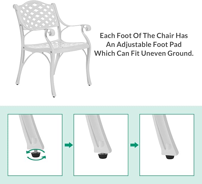 VIVIJASON 9-Piece Outdoor Dining Set, All-Weather Cast Aluminum Retro Patio Dining Set, Include 8 Chairs and an Oval Table with Umbrella Hole for Balcony Lawn Garden Backyard, White