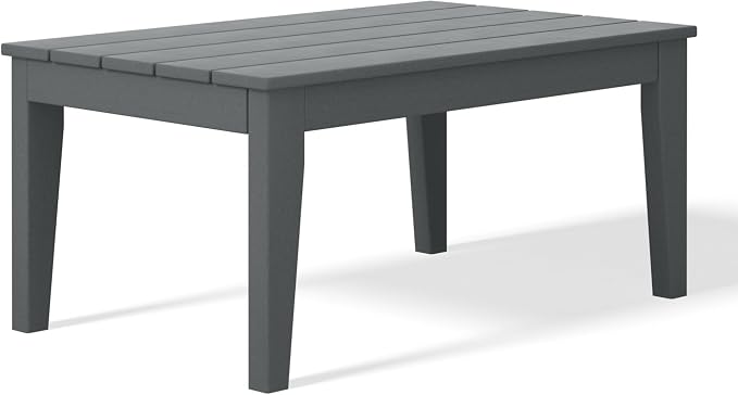 WestinTrends Malibu Low Outdoor HDPE Patio Rectangle Coffee Table, Gray