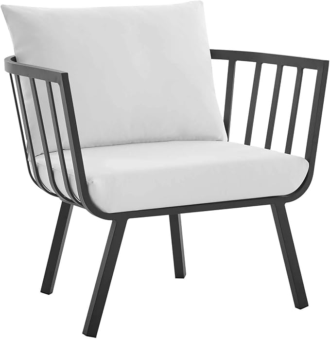 Modway Riverside 5 Piece Outdoor Patio Aluminum Set in Gray White