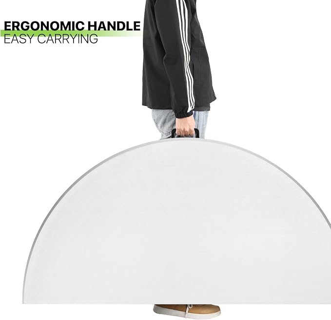 Magshion 53" Round Folding Table, 4.5 Feet Bi-Folding Plastic Commercial Dining Card Table w/Carrying Handle for Outdoor Wedding Party Event Picnic, White