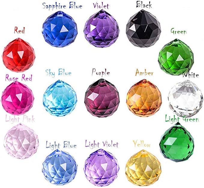 MerryNine Crystal Sun Catcher Suncatcher Prism Ball Assorted Colors | 20 Pack, 0.8"/20mm, Rainbow Maker, Crystal Beads, for Feng Shui, Home Room Decor, Indoor Windows, for Gift, DIY