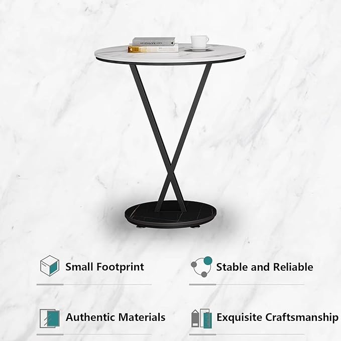 JATIBOSH Coffee Table in Living Room, Industrial Style Round End Table Metal, Small Outdoor Side Table for Bedroom Balcony Patio