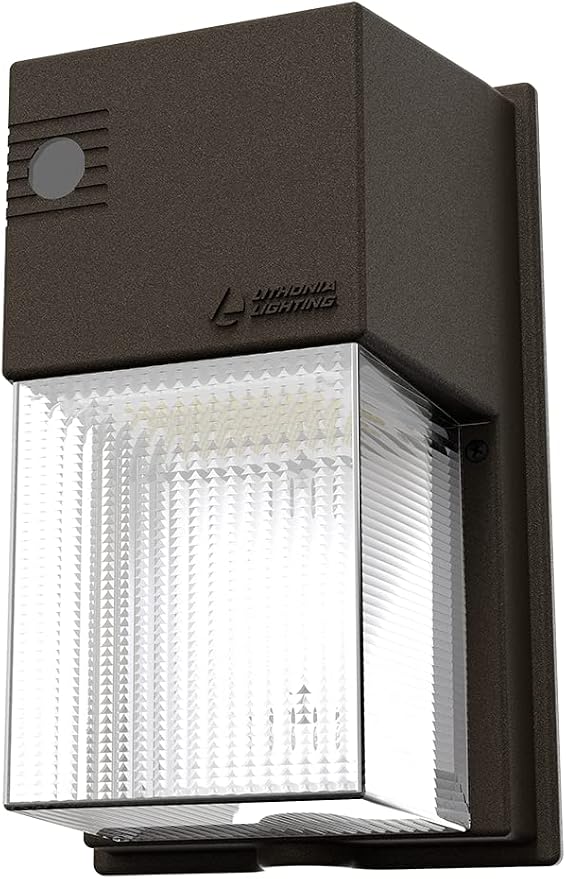 Lithonia Lighting 7" Mini LED Wall Pack Outdoor Light Dusk to Dawn | Bronze Outdoor Light Fixture, 3000K/4000K/5000K CCT, Adjustable Lumens, Photocell, MVOLT (TWS LED ALO SWW2 MVOLT PE DDB M2)