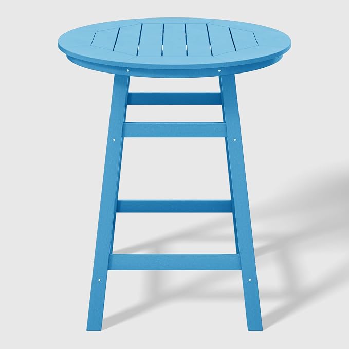 WestinTrends Outdoor 35" HDPE Round Patio Counter Height Bar Table, Pacific Blue