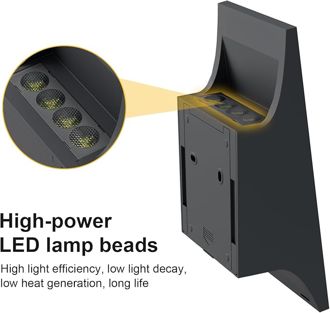 Solar Lights Outdoor Up and Down, 2pcs Solar Wall Lights Outdoor | 4-Level Brightness, Dusk to Dawn, 3000K 700LM Solar Sconce Lights Outdoor, IP65 Waterproof, for Yard Patio Garage Porch Decor
