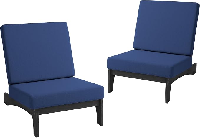 Pia Ricoo Patio Chairs Set of 2, Heavy Duty Wood Patio Furniture Set with Thick Cushions, Bistro Set All-Weather Outdoor Chairs for Balcony, Deck, Poolside, Porch - Navy/Dark